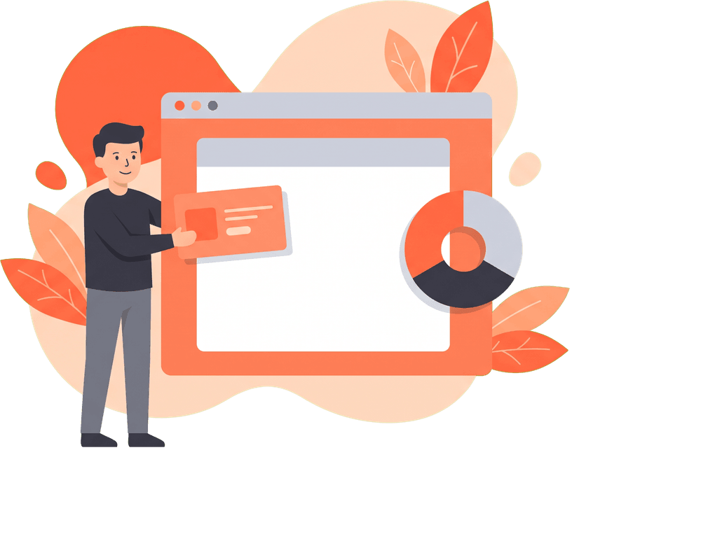 A designer arranging interface cards in a browser window