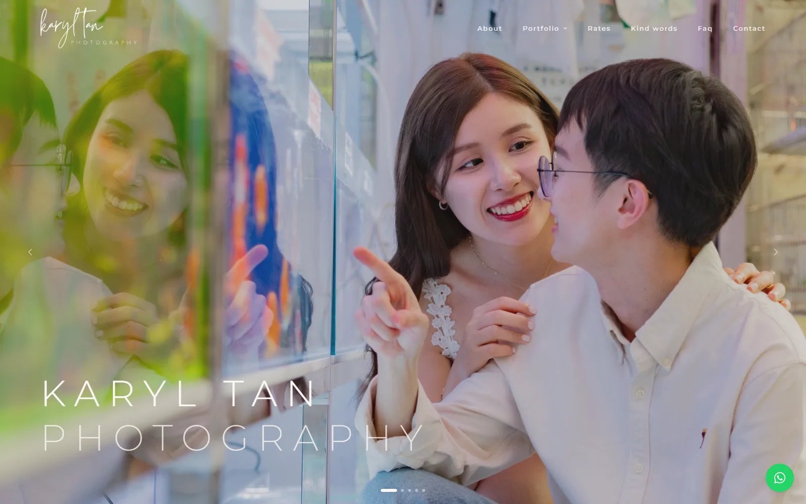 Karyl Tan Photography homepage with a couple photographed by a window