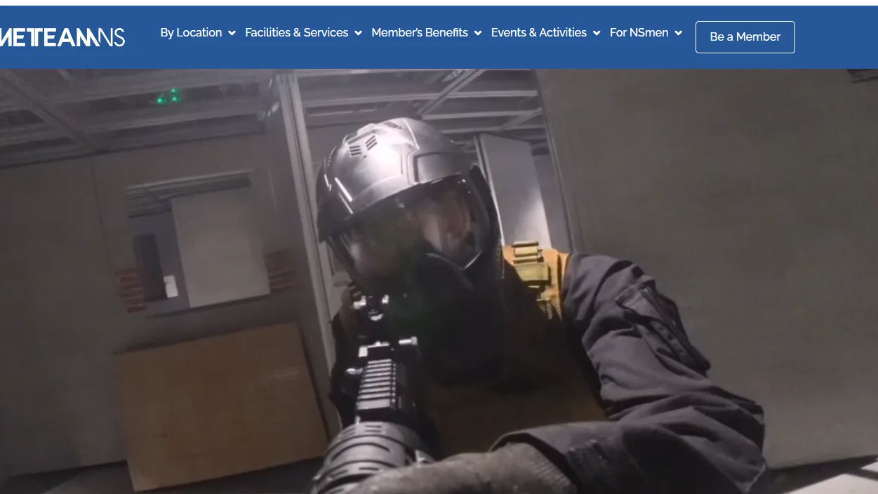 TactSim page on the HomeTeamNS website, showing a player in an airsoft helmet